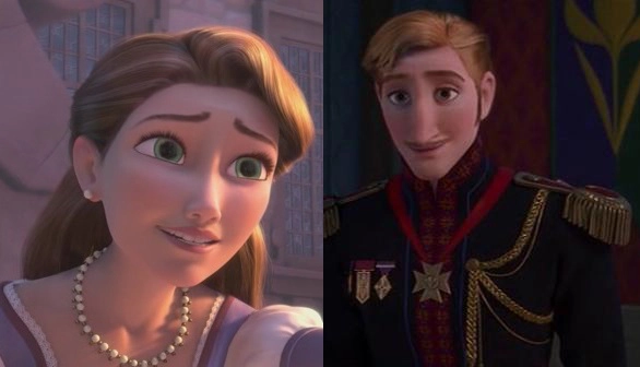 The Queen (left) from Tangled and her brother, the King (right) from Frozen.
